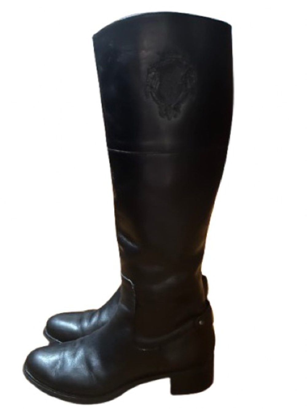 Etienne Aigner Classic Black Leather Knee-High Tall Riding Boots Size 7 1/2